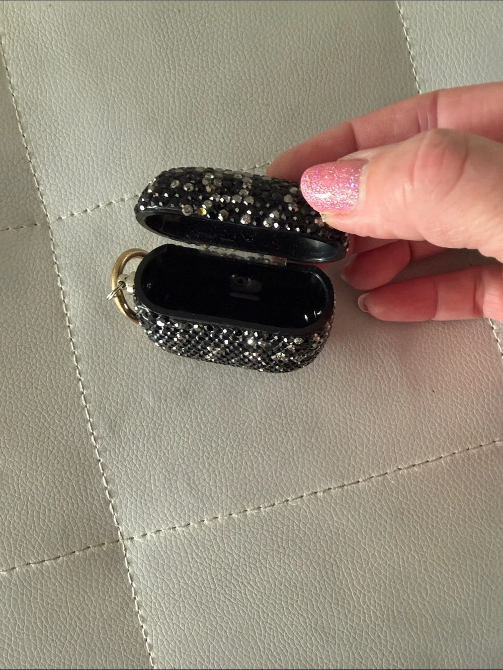 Air Pods Generation 3 case Sparkling Black Crystal  with Gold Key ring